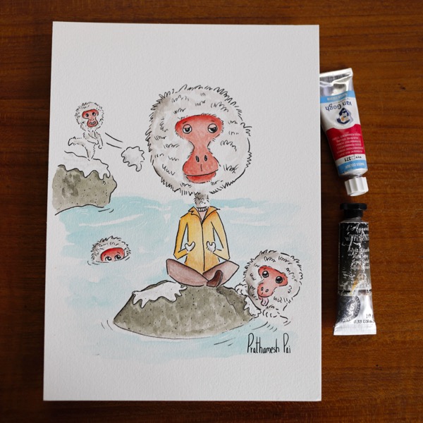 Meditative snow monkey